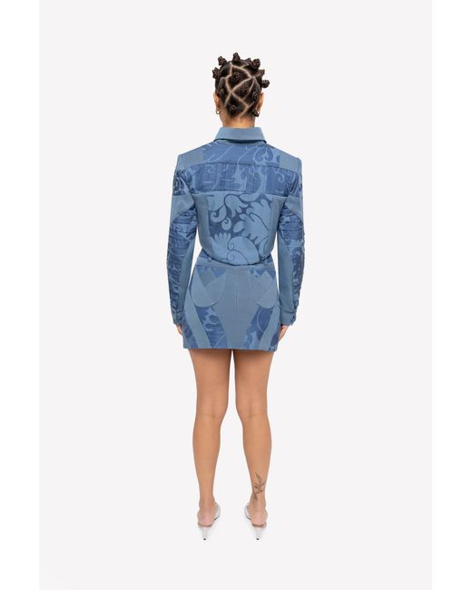 GUILLAUME ALEXANDRE Blue High Waisted Contrast Panel Skirt