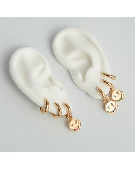 Kasun Metallic Smile Hoop Earrings – May – Emerald – Plated