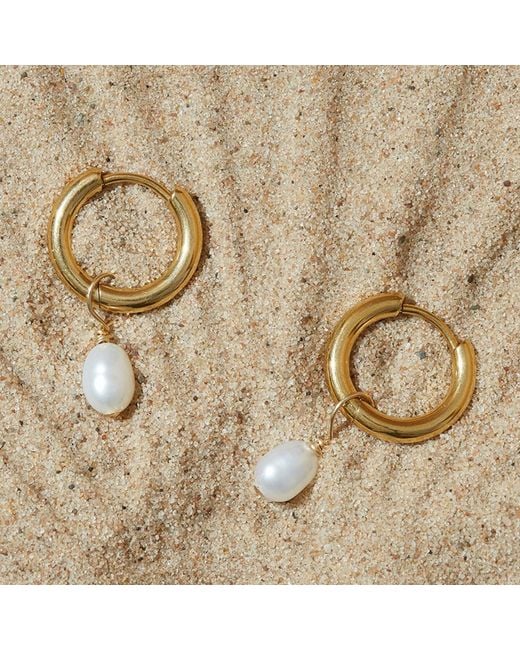 A Weathered Penny Metallic Tiny Pearl Hoops