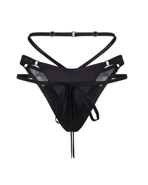 Lunatic Femme Black Ohm High-Leg Silk Thong