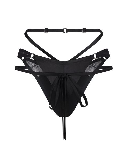 Lunatic Femme Black Ohm High-Leg Silk Thong