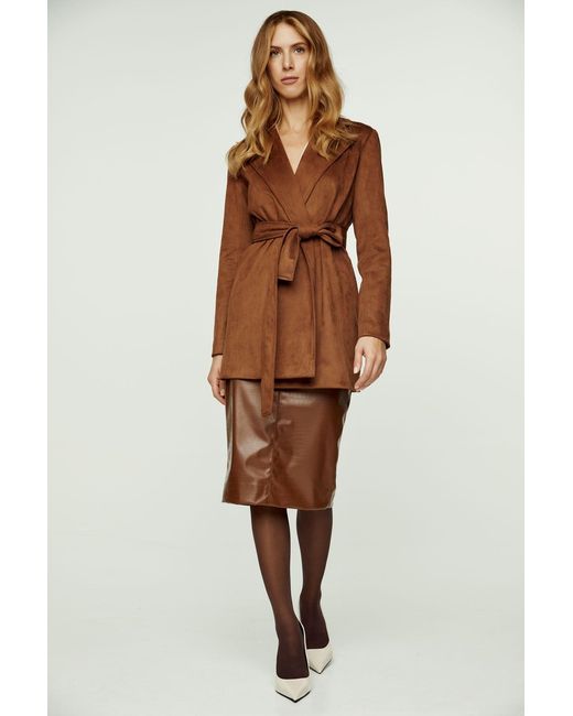 Conquista Brown Suede-Look Jacket With Belt