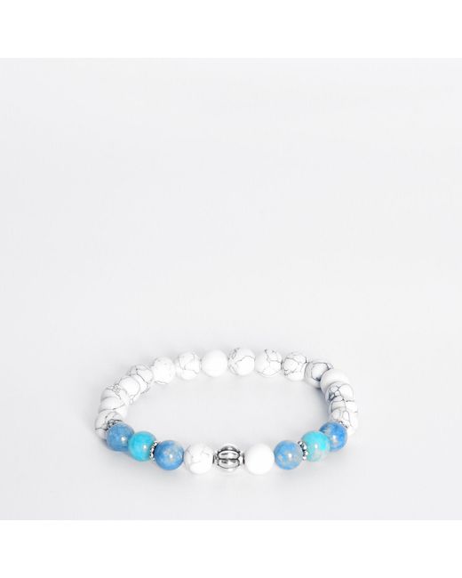 Addicted Blue Zen Handmade Sterling Bracelet With Howlite & Angelite for men