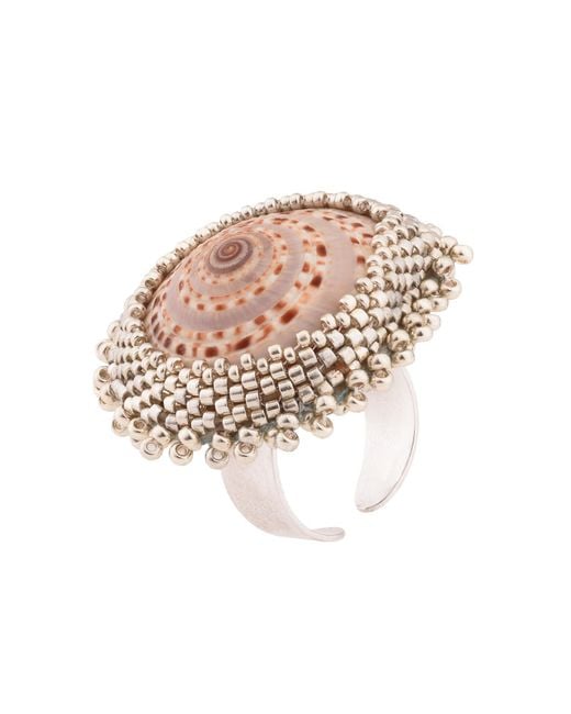 Oana Savu Pink Beaded Sea Shell Ring Ocean Inspired Jewelry