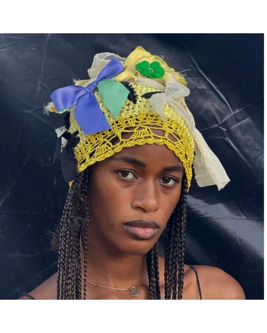 Miro Misljen Yellow Sunlit Patchwork Crochet Headpiece