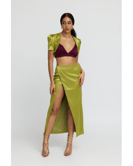 Why Mary Green Victoria Chartreuse Satin Bolero Jacket