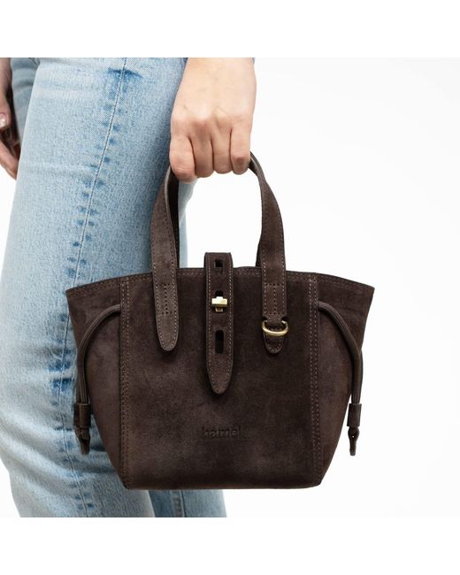 Hamel Atelier Black Spiga Suede Tote Bag