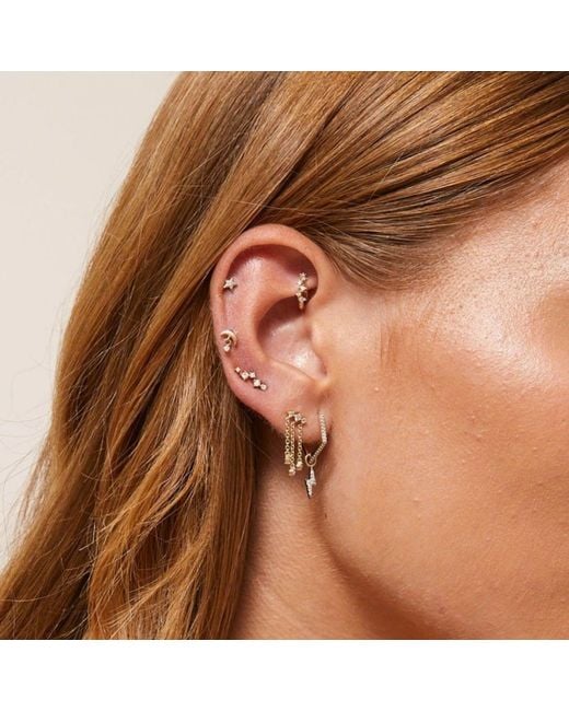 Zohreh Metallic Scattered Diamond Huggie Hoop Earring 9K