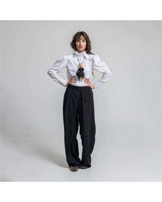 ARTISTA Black Max Wide Leg Folded Pants