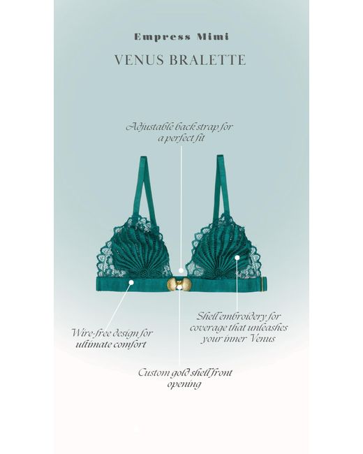 Empress Mimi Green Venus Lace Bralette With Shell Detail And Front Clasp