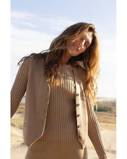 SALANIDA Natural Neutrals Galante Knitted 100% Merino Waistcoat