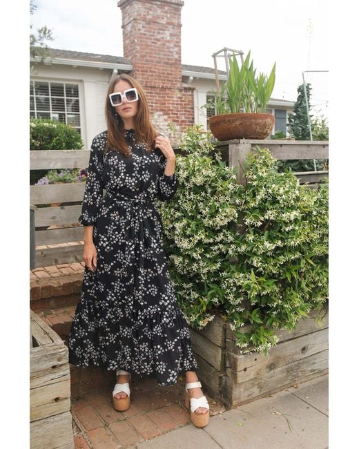 Jennafer Grace Black Night Blooming Raglan Maxi Dress