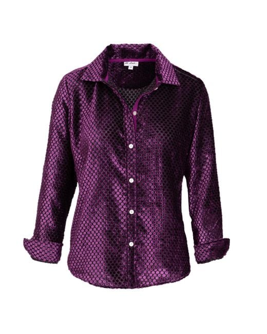 At Last Karen Silk Velvet Shirt- Purple Spot