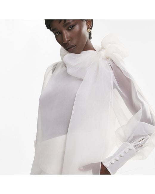 Lita Couture White Sheer Organza-Silk Blouse