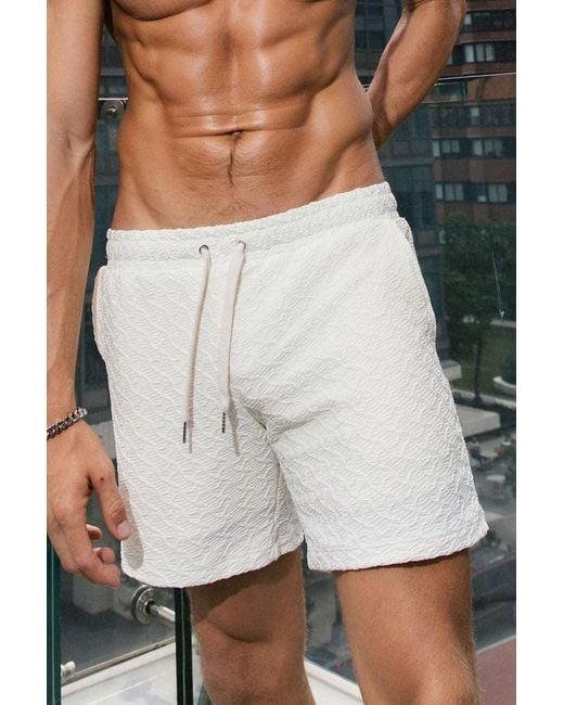 IVY SWIMWEAR Gray Neutrals Miles Textured Short Cream Neutrals for men