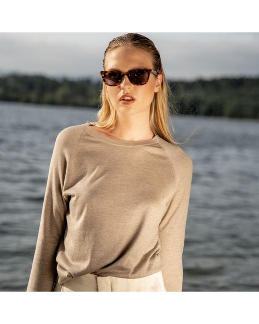 Bel Cashmere Gray Chelsea Cashmere And Silk Sand Sweater