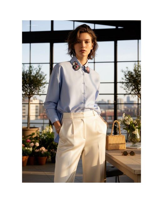 Sana t Blue Hand Embroidered Clara Shirt