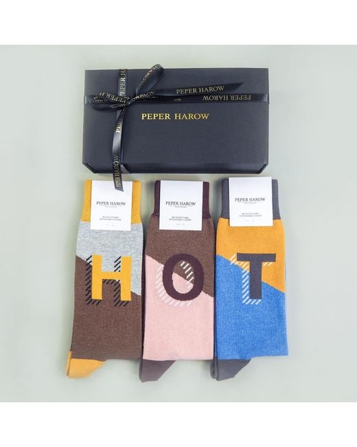 Peper Harow - Made in England Blue Alphabet Socks – T for men