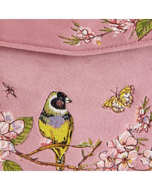 Fable England Pink Morning Song Bird Embroidered Mini Tote
