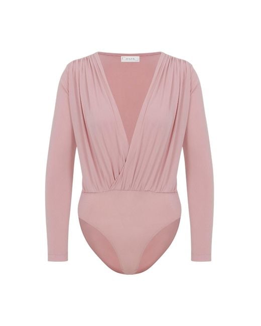 Maan Istanbul Pink Deep V-Neck Bodysuit