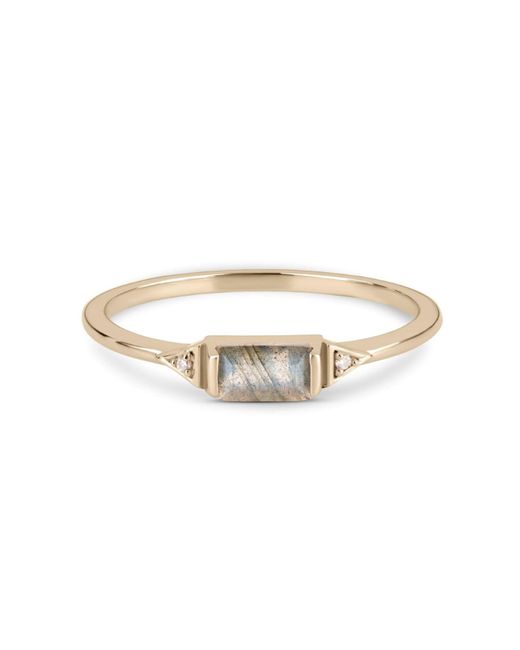 Zohreh V. Jewellery White Labradorite & Diamond Ring 9k Gold