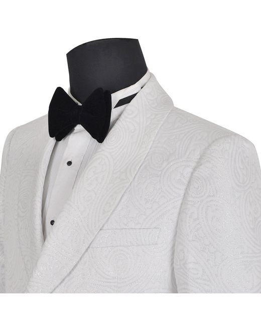 DAVID WEJ Blue Kensington Double Breasted Shawl Lapel Jacquard Blazer for men