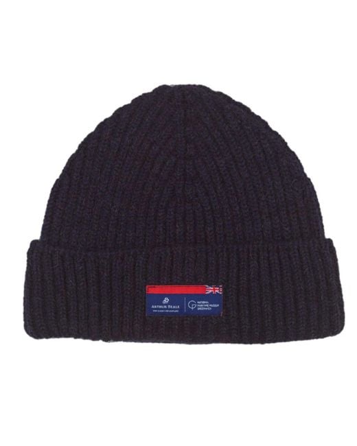 Arthur Beale Blue Maritime Beanie for men