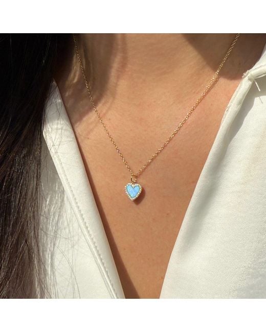 KAMARIA Metallic Mini Opal Heart Necklace With Crystals
