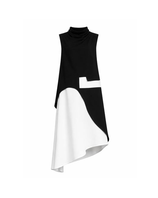 Julia Allert Black Sleeveless Asymmetric Midi Dress –