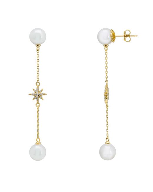 Latelita London White Falling Star Pearl Drop Earrings