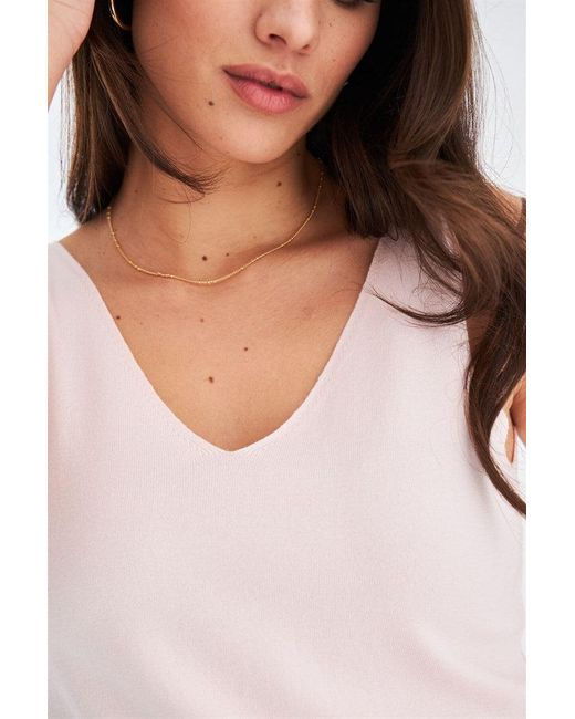 Peraluna Pink Ruby Top V-Neck Fine Knit Tank Top