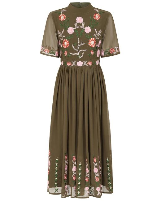 green emerald velvet dress Naida Rainforest Green Embellished Maxi Dress – Frock and Frill main image 1