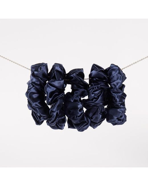 Soft Strokes Silk Blue Pure Mulberry Silk Regular Scrunchie Set Of Five