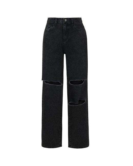 Nocturne Black High-waisted Ripped Jeans