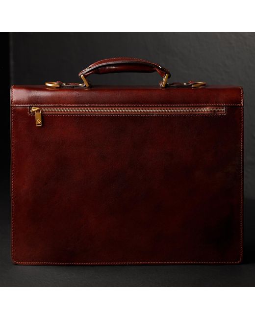 Time Resistance Brown Classic Design Leather Briefcase for men