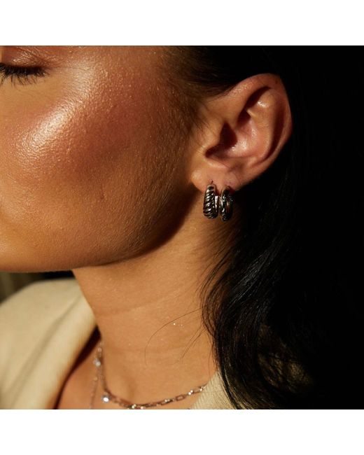 Bermuda Watch Company Metallic Annie Apple Milly Sterling, Croissant Hoop Earrings