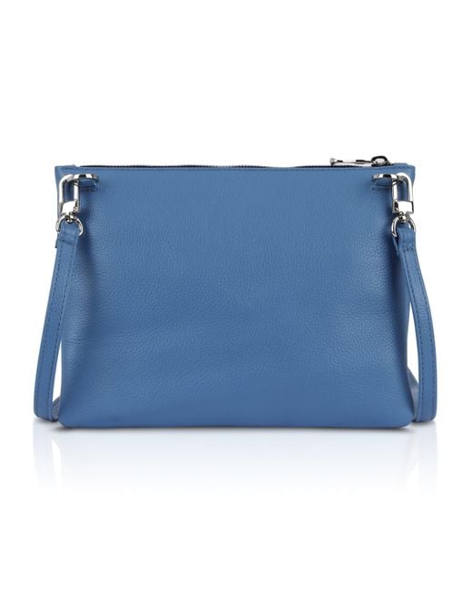 Luis Steven Blue Crossbody Pouch- Cobalt Pebble Leather