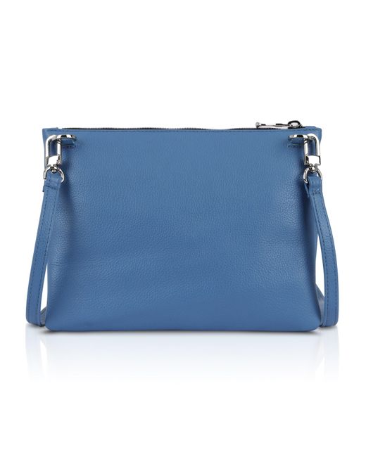 Luis Steven Blue Crossbody Pouch- Cobalt Pebble Leather