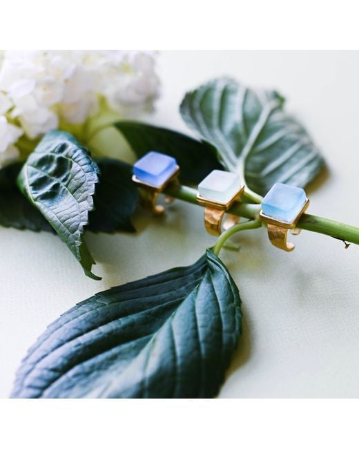 Smart Glass Jewelry Yellow Recycled Glass Cube Ring Antique Clear