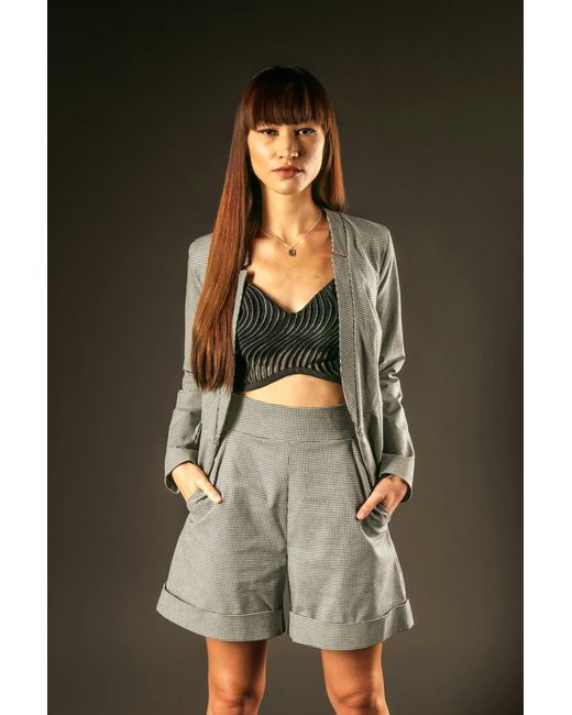OUT OF SYNC Gray Check Shorts