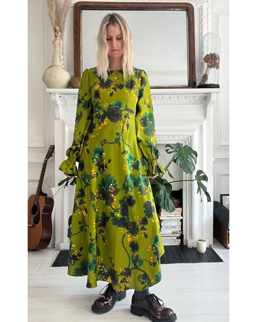 Klements Green Peggy Silk Dress