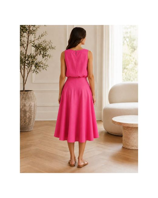 Oh!Zuza Pink Matte Viscose Top & Midi Skirt Set