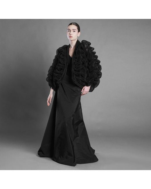Silvia Serban Black Pleated And Crinkled Tulle Blazer