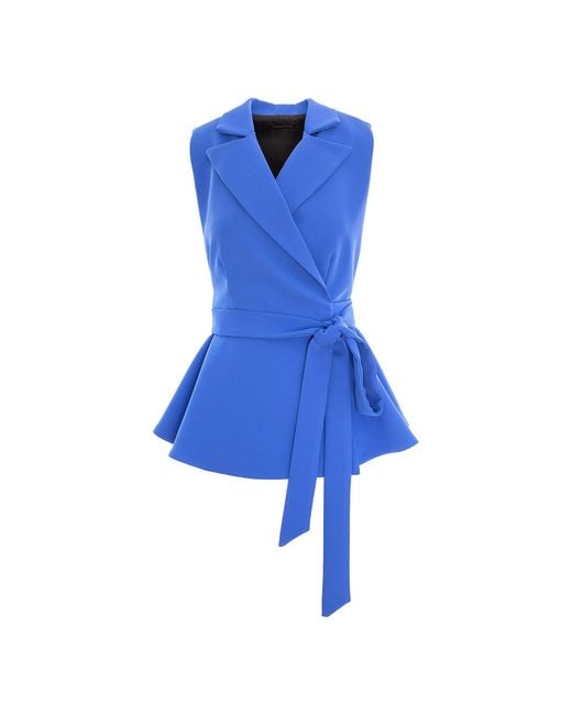 concept A trois Blue Short Vest, Side Over Side