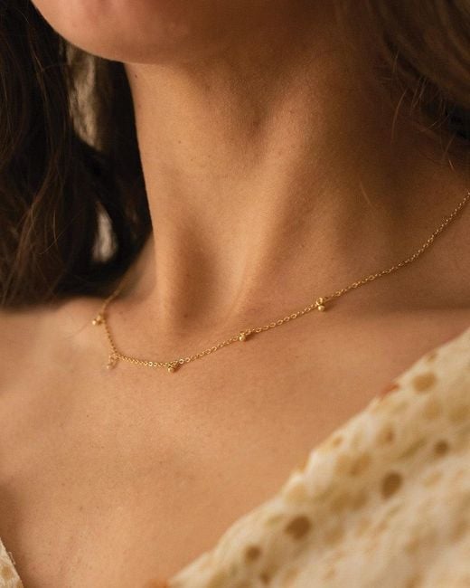 Elk & Bloom Metallic Dainty 14K Beaded Drop Choker Necklace