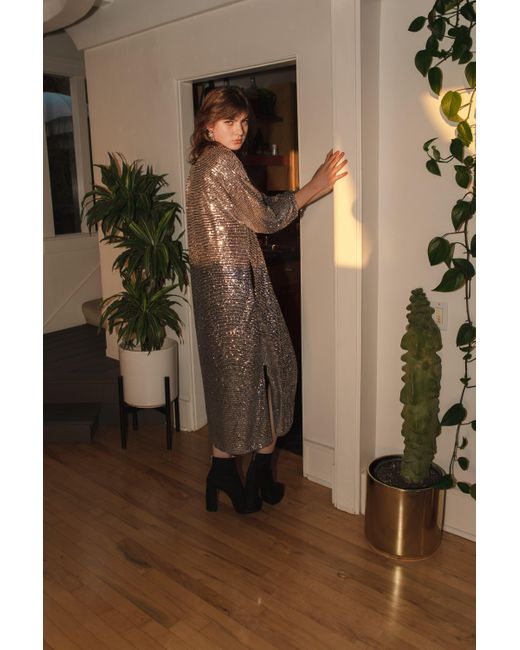 Jennafer Grace Gray Moonstone Noir Sequin Cocoon Jacket