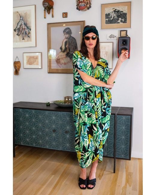 Jennafer Grace Green Canopy Noir Caftan