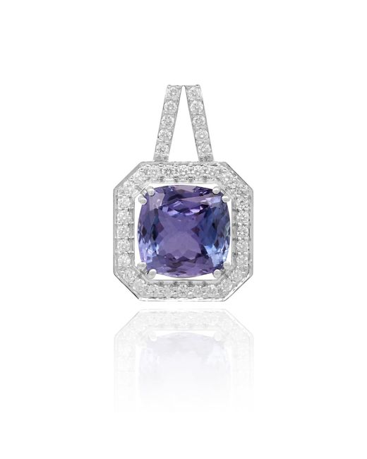 Kaizarin Blue Sapphire And Diamond Frame In White Gold