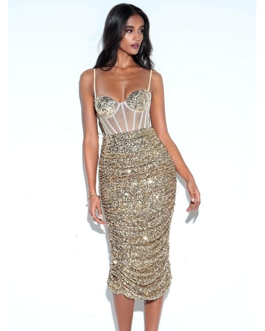 Miss Circle New York Metallic Layla Sequin Corset Dress