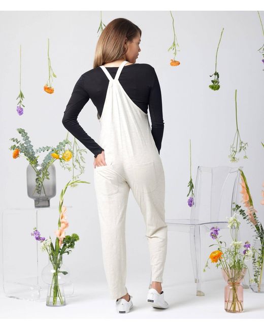 Known Supply White Neutrals Adjustable Cotton Overalls
